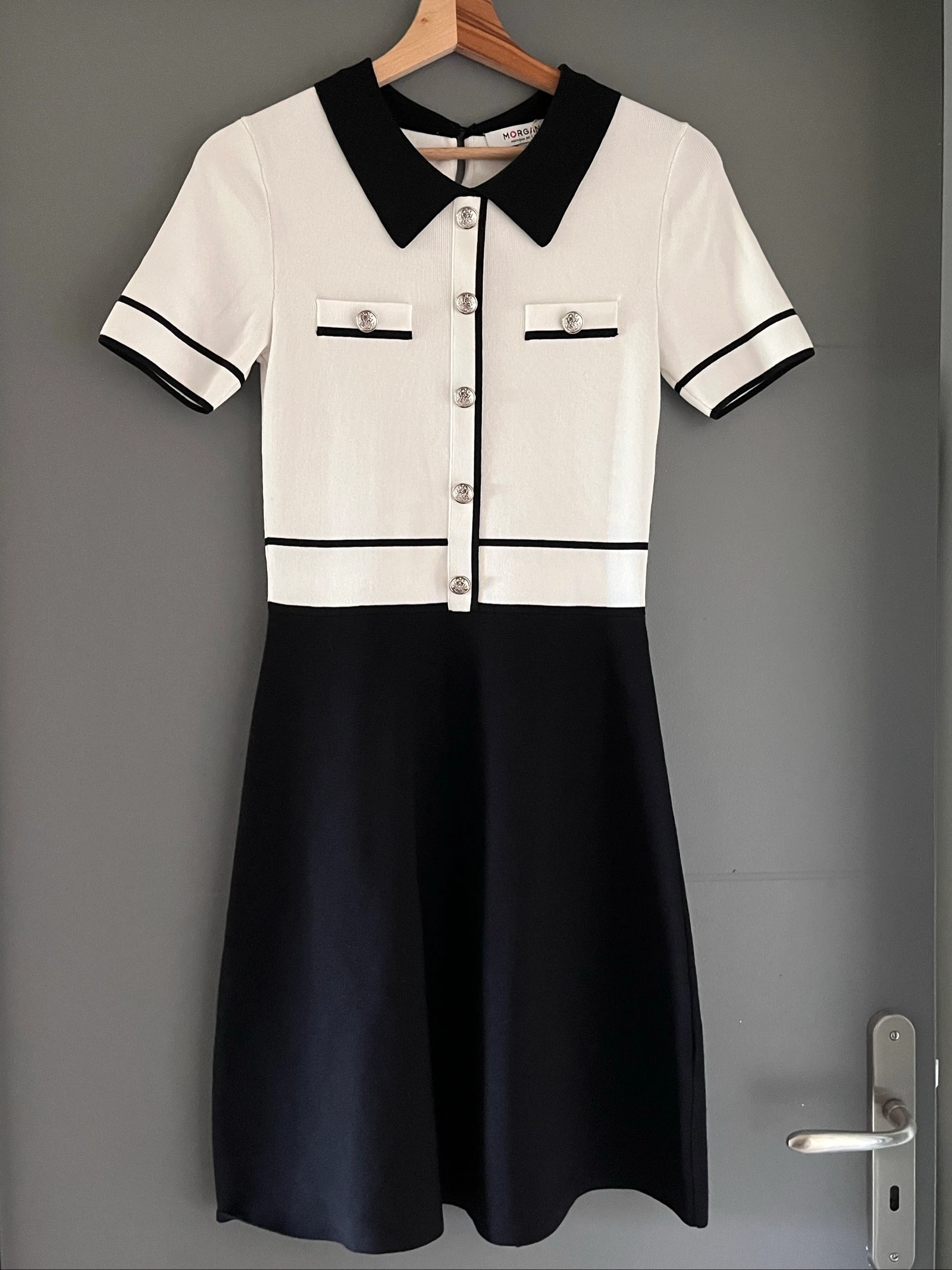 Robe Morgan blanche et noire / 241-RMCHIC T36